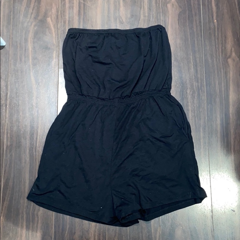 Leith Black Strapless Romper